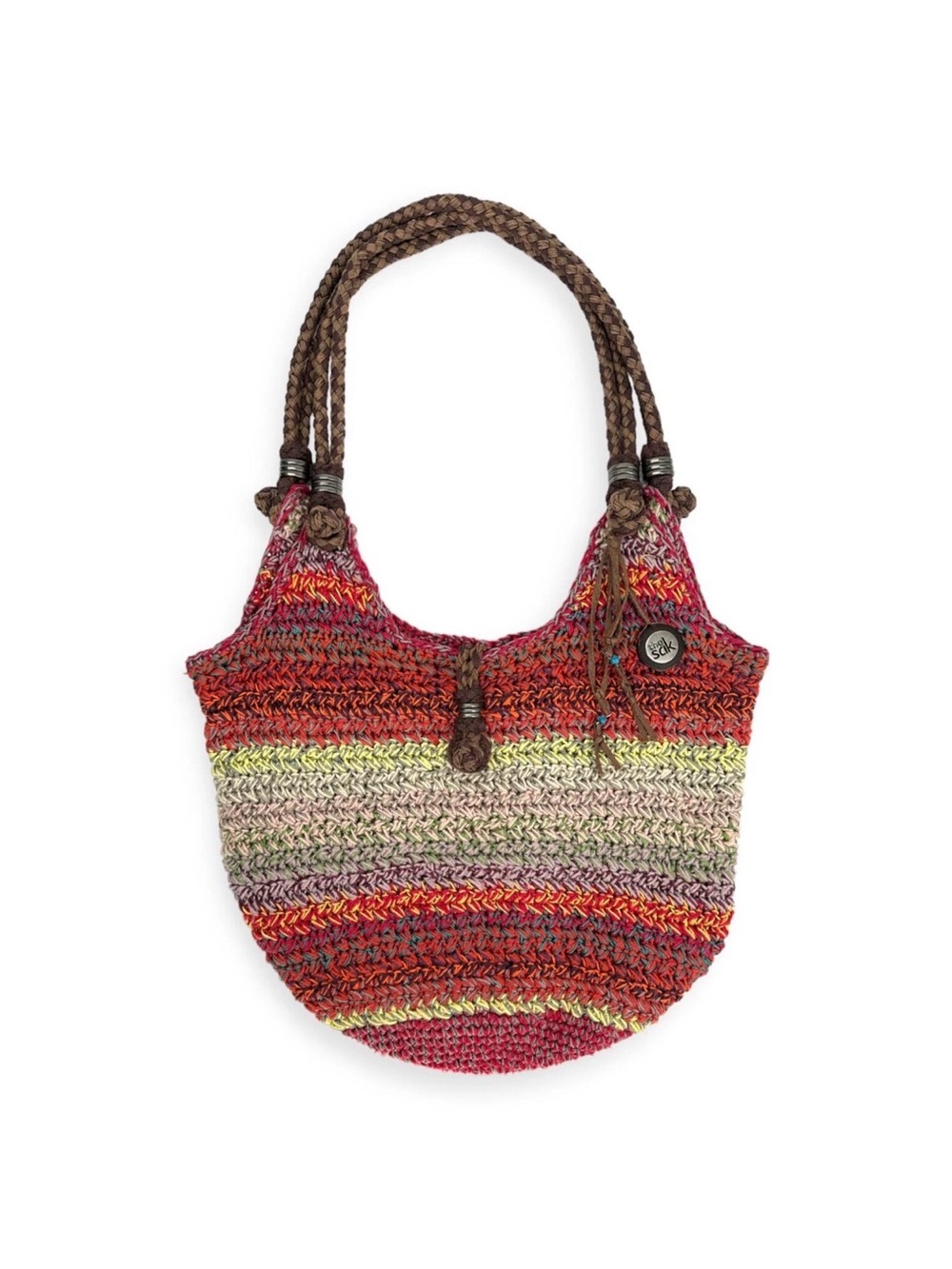 The Sak Woven Multicolor Tote Bag - Casual Shoulder Bag magnet closure boho